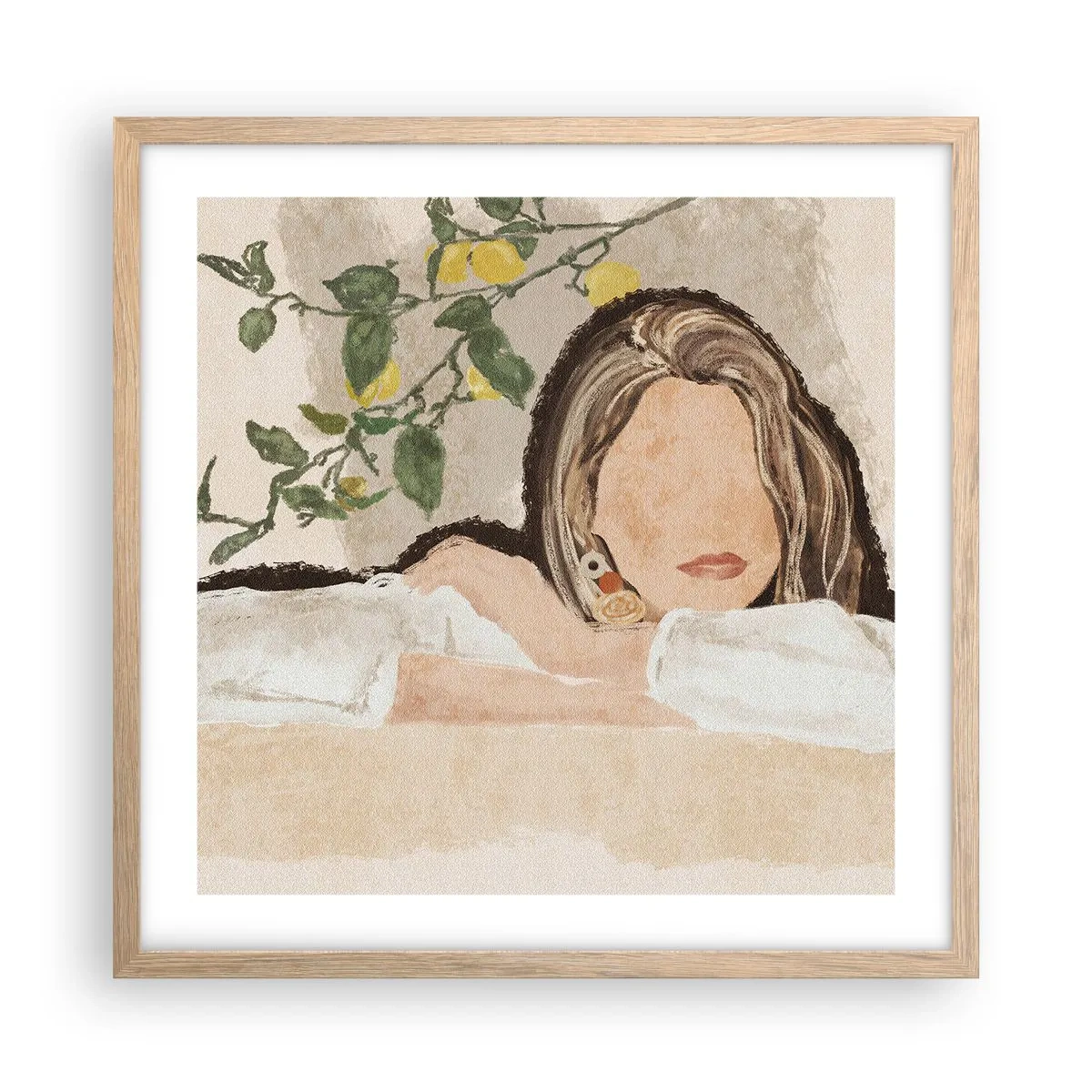 Plagát v ráme zo svetlého duba - Kráska z juhu - 50x50 cm