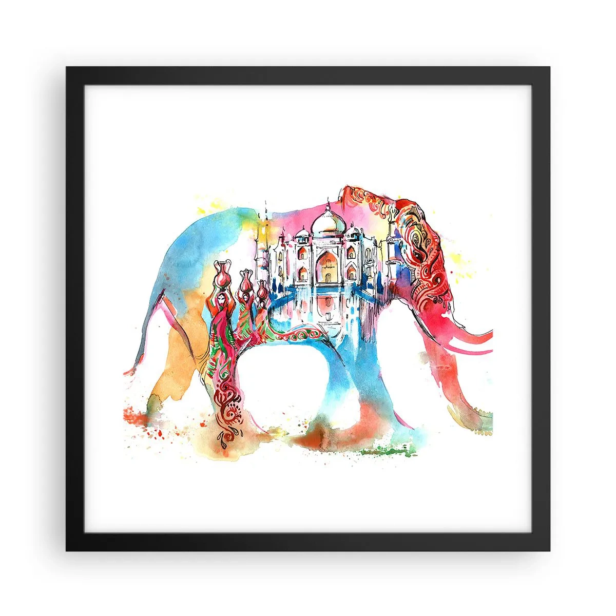Plagát v čiernom ráme - India - aura lásky - 40x40 cm