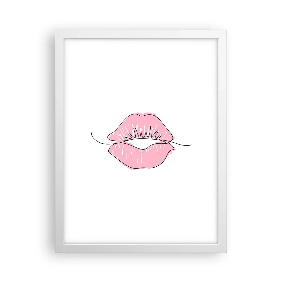 Plagát v bielom ráme - Si pripravený na bozk? - 30x40 cm