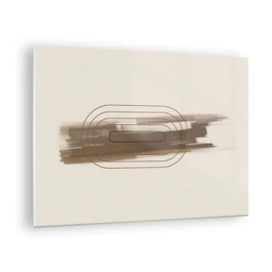 Obraz na skle - Abstrakcia v odtieňoch hnedej s minimalistickým vzorom - 70x50cm - Závan šedej - Moderná nástenná dekorácia do obývacej izby a spálne ARTTOR