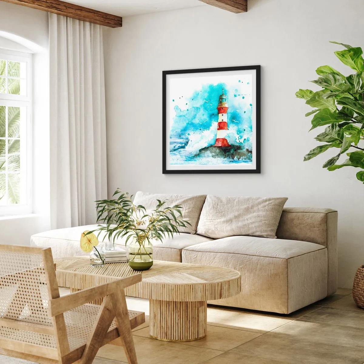 Plagát v čiernom ráme - Jednota živlov - 60x60 cm