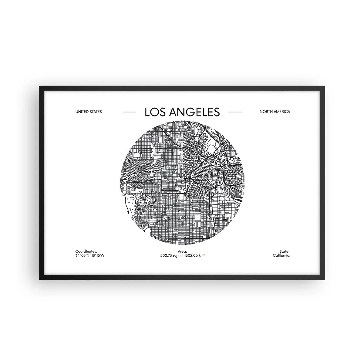 Plagát v čiernom ráme - Anatómia Los Angelesu - 91x61 cm