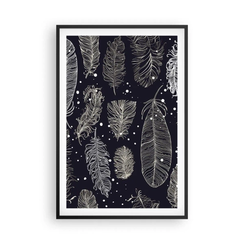 Plagát v čiernom ráme - Čipka s perím - 61x91 cm