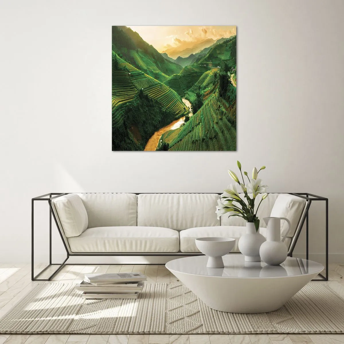 Obraz na skle - Vietnamské údolie - 60x60 cm