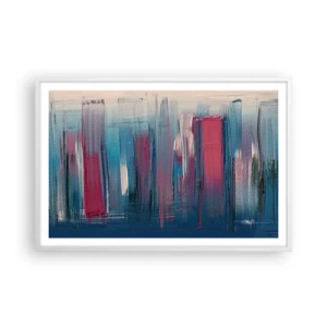 Plagát v bielom ráme - Vertikálna kompozícia v modrej a červenej - 91x61 cm