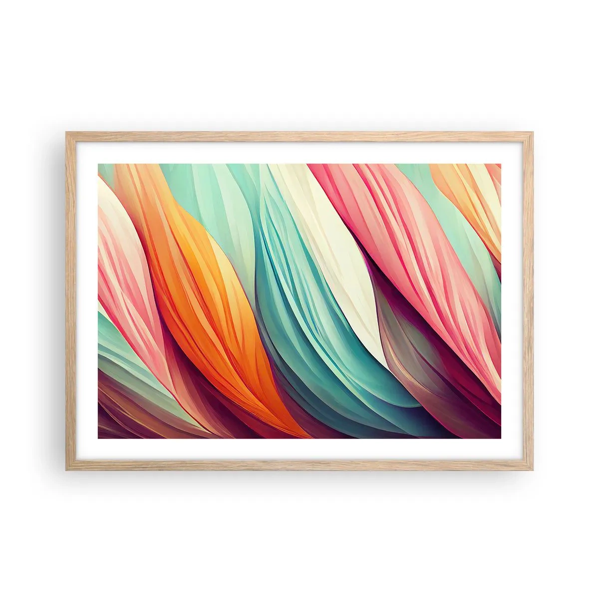 Plagát v ráme zo svetlého duba - Dúhový uzol - 70x50 cm