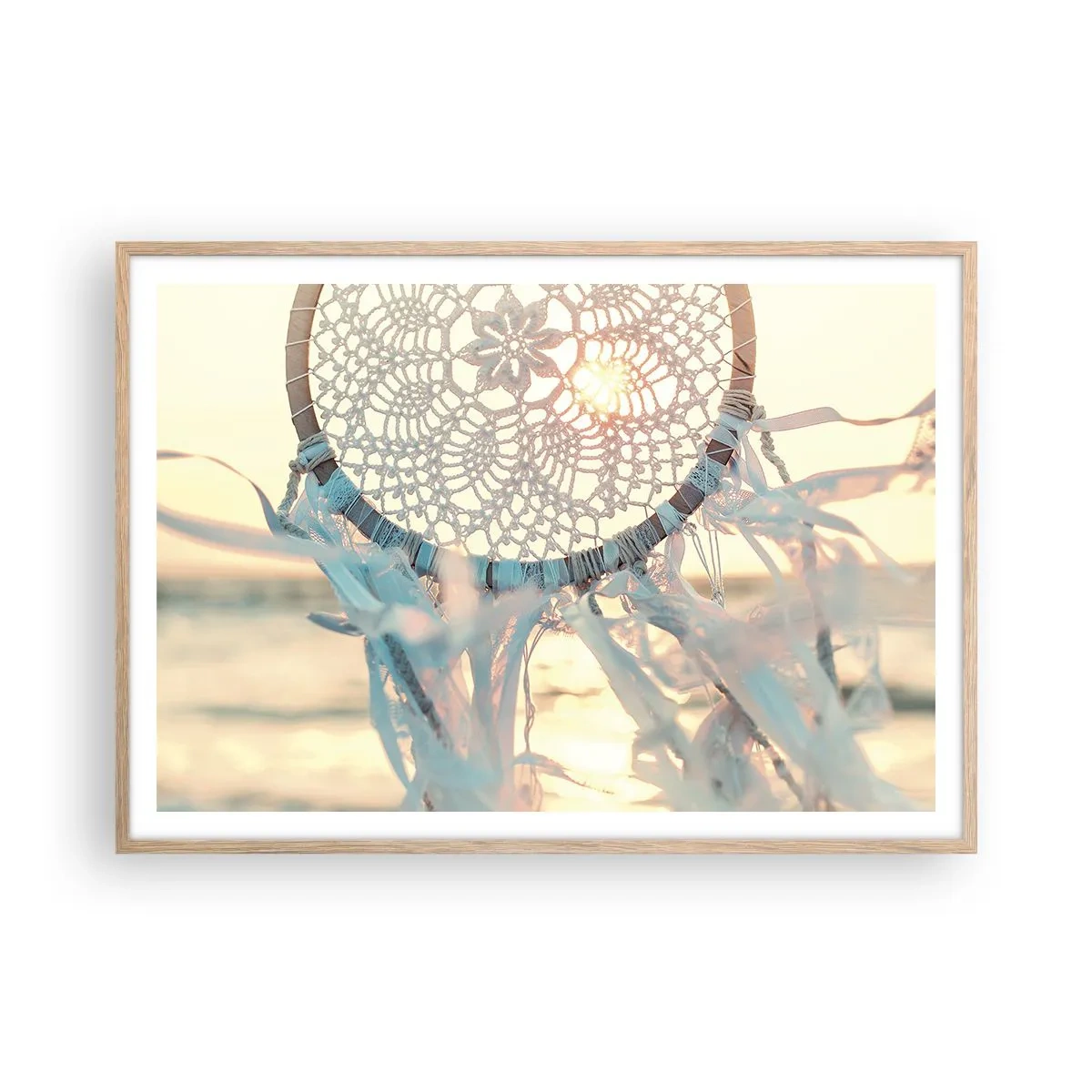 Plagát v ráme zo svetlého duba - Čipkový totem - 100x70 cm
