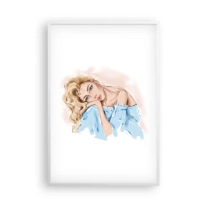 Plagát v bielom ráme - Zasnená v modrej - 61x91 cm