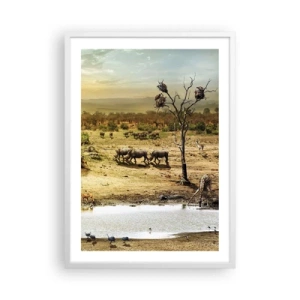 Plagát v bielom ráme - „Z raja opäť pramenila rieka…“ - 50x70 cm