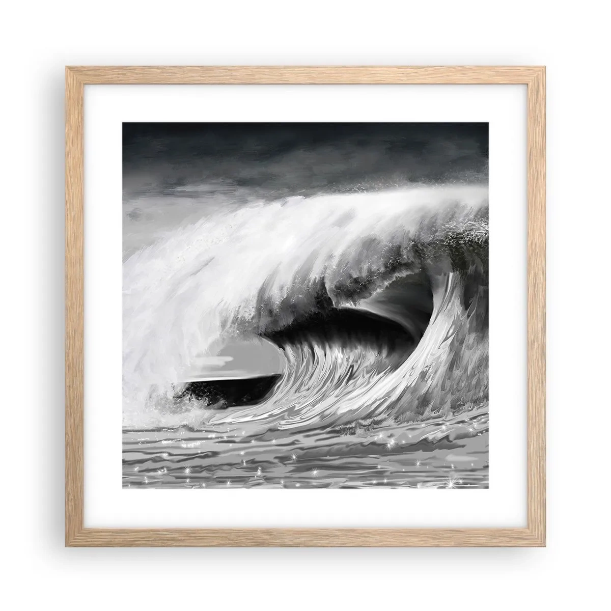 Plagát v ráme zo svetlého duba - Hnev oceánu - 40x40 cm