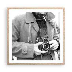 Plagát v ráme zo svetlého duba - V retro štýle - 60x60 cm