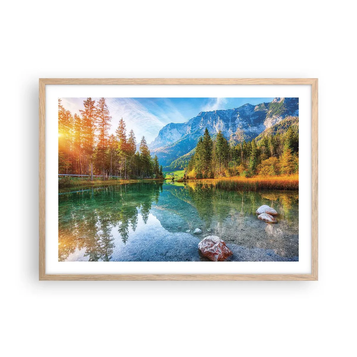 Plagát v ráme zo svetlého duba - Nežnosť jesene - 70x50 cm