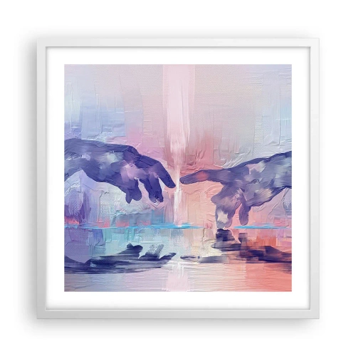 Plagát v bielom ráme - Božská iskra života - 50x50 cm