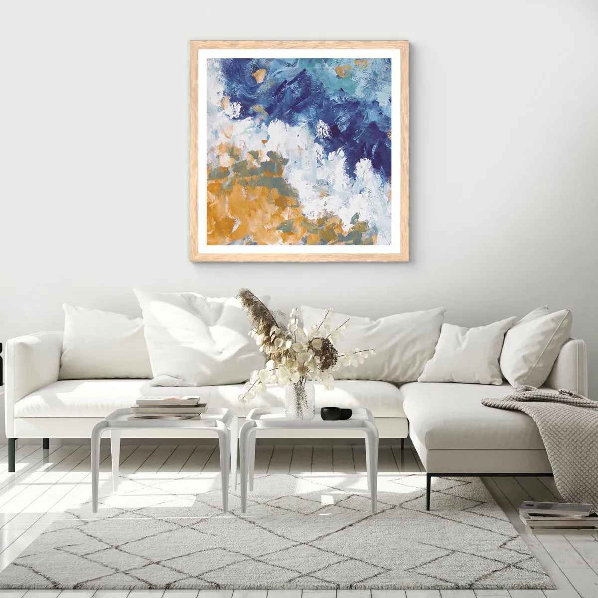 Plagát v ráme zo svetlého duba - Tanec živlov - 50x50 cm