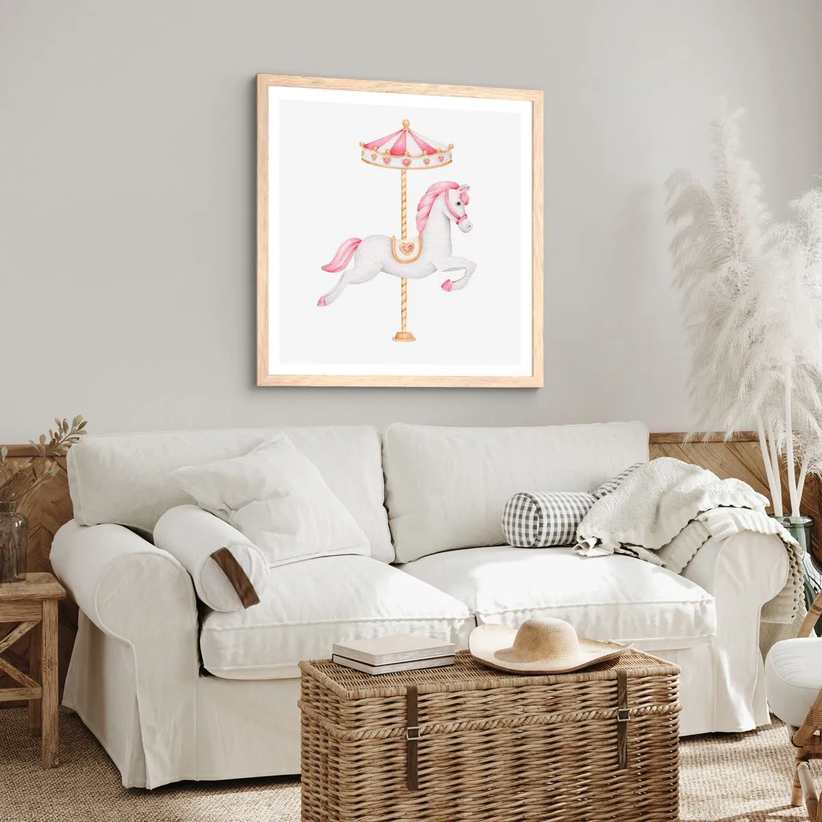 Plagát v ráme zo svetlého duba - Vyrazil z kopýtka - 40x40 cm