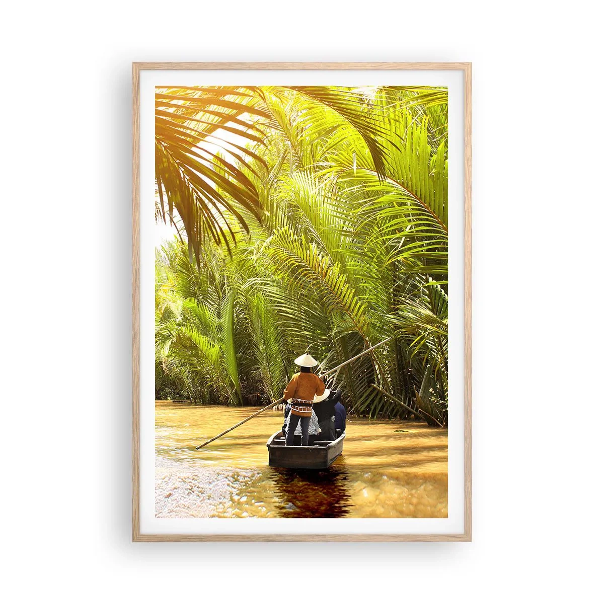 Plagát v ráme zo svetlého duba - Palmovou roklinou - 70x100 cm