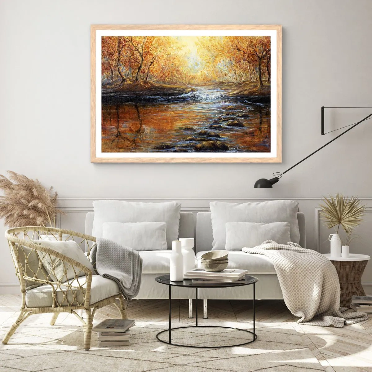 Plagát v ráme zo svetlého duba - Zlatý potok - 100x70 cm