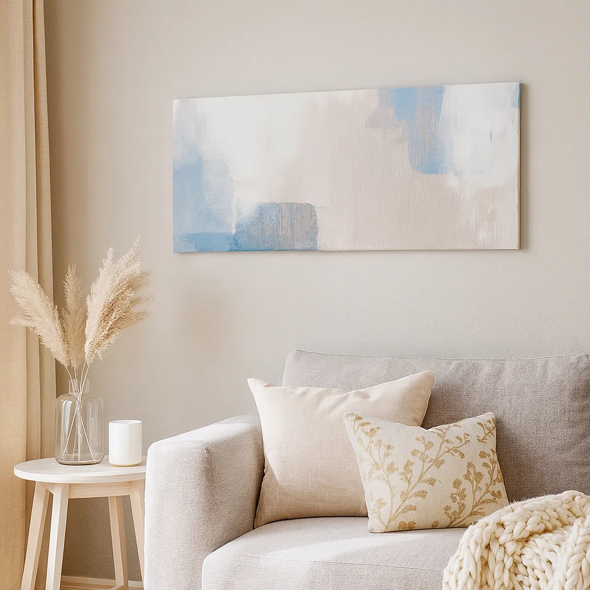 Obraz na plátne - Ružová abstrakcia za modrým závojom - 30x30 cm