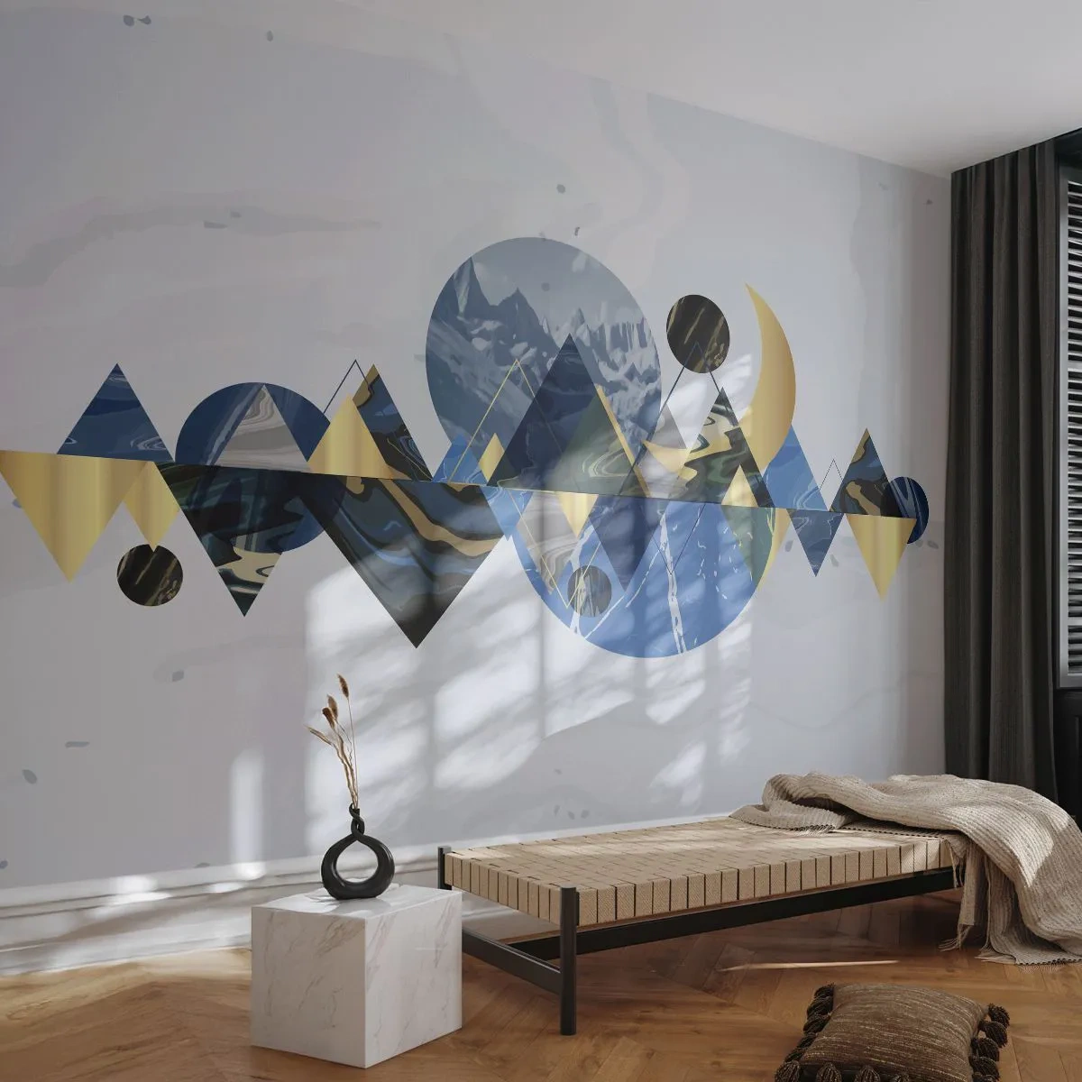 Fototapeta Premium Canvas - Geometrická krajina - Abstrakcia, hory, Kus - 450x315 cm