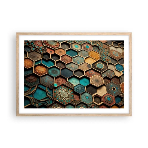 Plagát v ráme zo svetlého duba - Arabské ornamenty – variácia - 70x50 cm