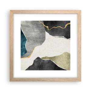 Plagát v ráme zo svetlého duba - Mozaiková kompozícia so zlatou niťou - 30x30 cm