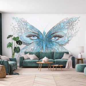 Fototapeta Premium Sand - Sýkorka modrinka eros - Abstrakcia, Motýľ, Ženské oči - 300x210 cm