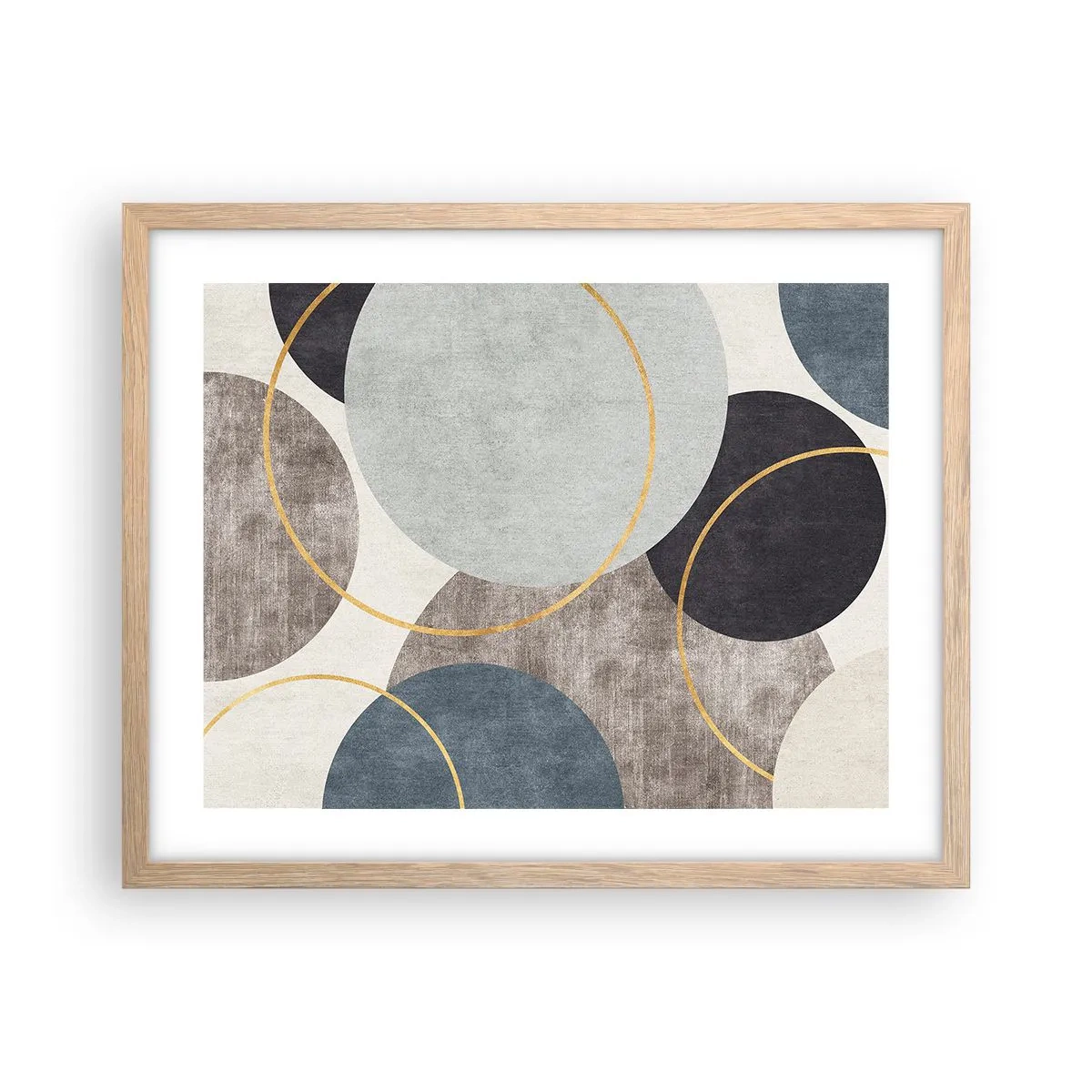 Plagát v ráme zo svetlého duba - Kruh za kruhom - 50x40 cm