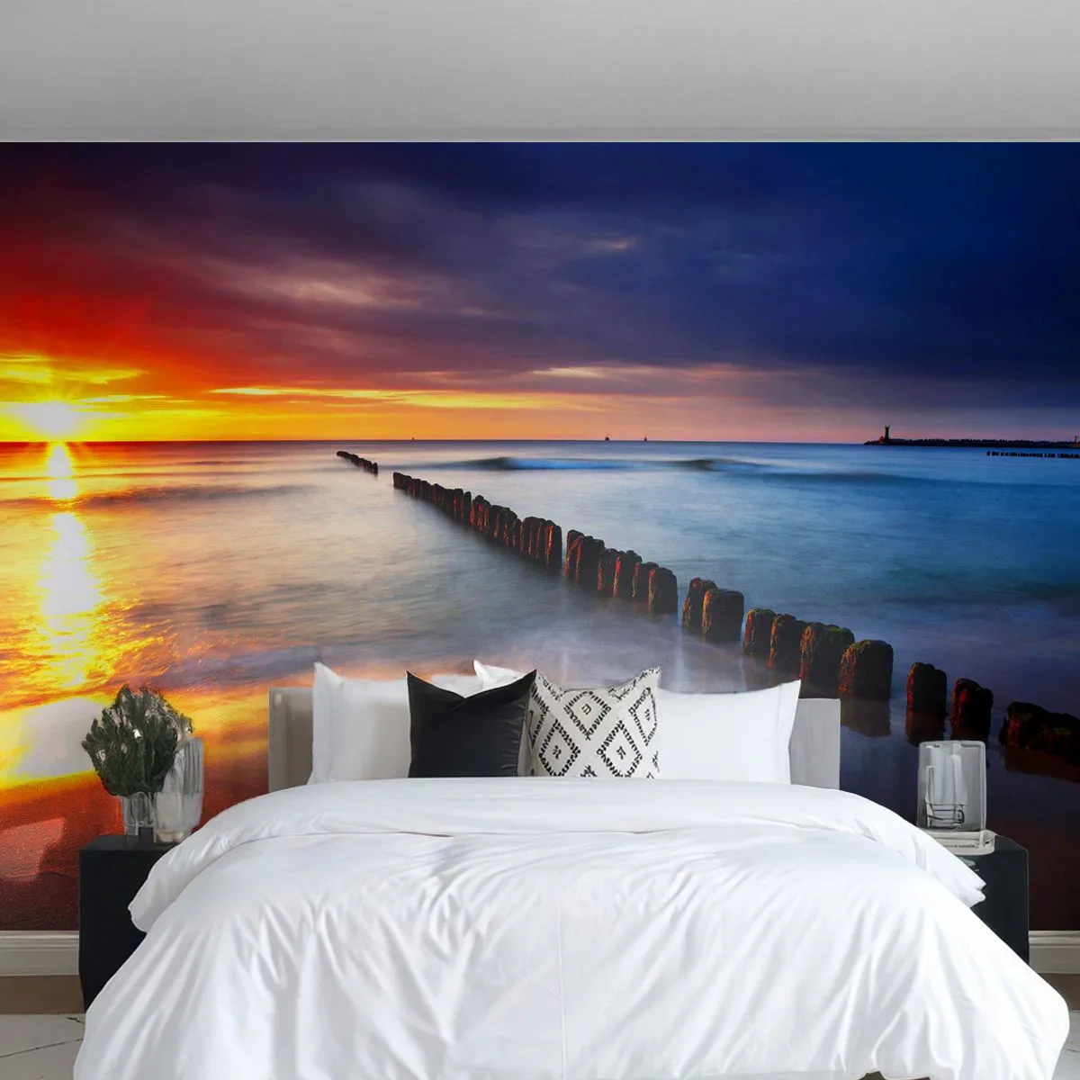 Fototapeta Premium Sand - Počúvaj ticho - Krajina, Západ slnka, Pláž - 100x70 cm