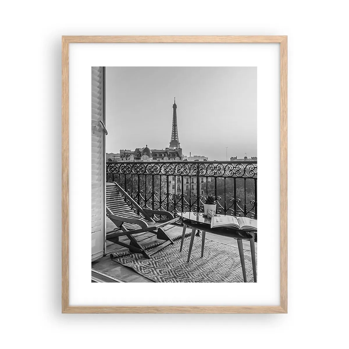 Plagát v ráme zo svetlého duba - Parížske popoludnie - 40x50 cm