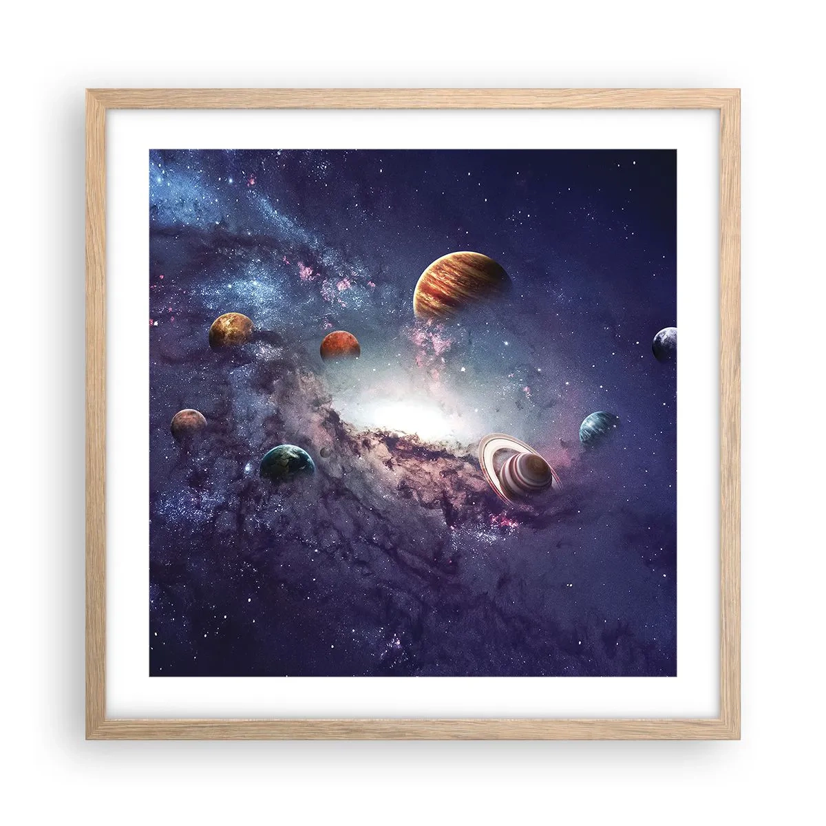 Plagát v ráme zo svetlého duba - Slnko a tanec - 50x50 cm