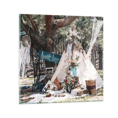 Obraz na skle - Make love… - 40x40 cm