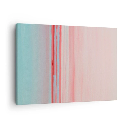 Obraz na plátne - Pastelové línie v odtieňoch ružovej a modrej v minimalistickej kompozícii - 70x50cm - Abstrakcia za úsvitu - Moderná nástenná dekorácia do obývacej izby a spálne ARTTOR
