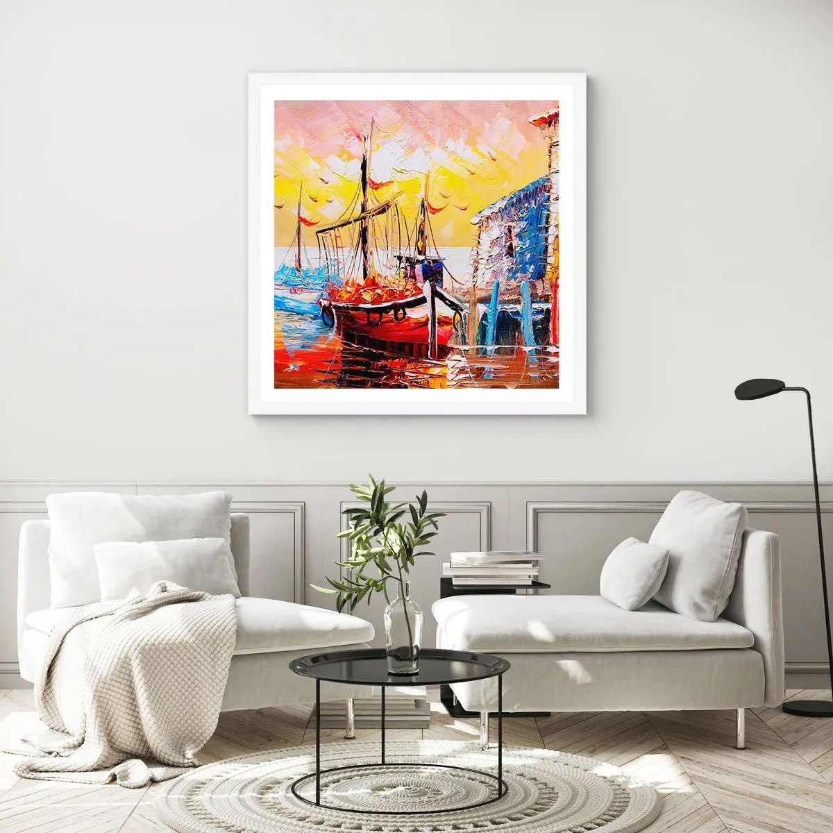 Plagát v bielom ráme - Šťastný návrat - 60x60 cm