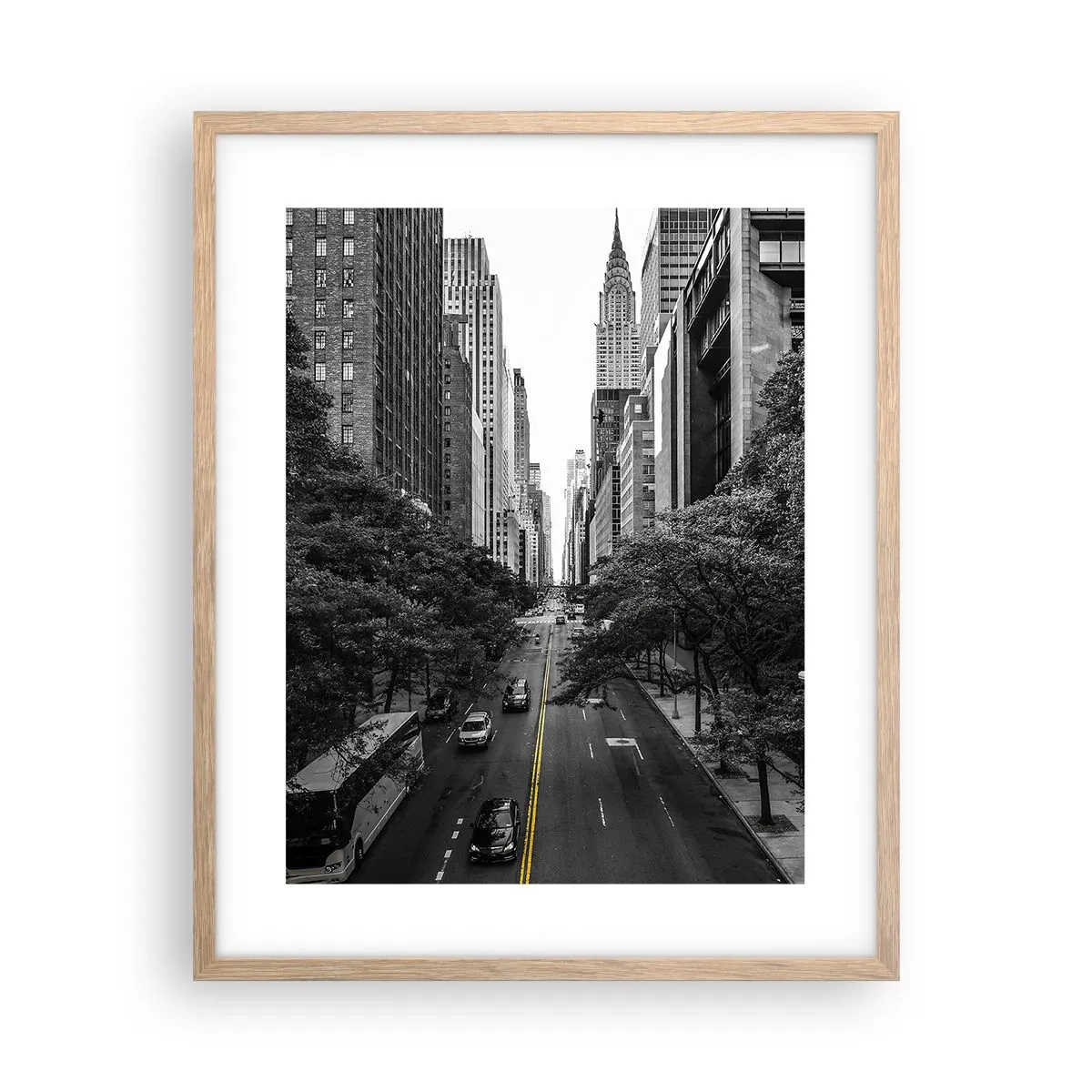 Plagát v ráme zo svetlého duba - Newyorské ráno - 40x50 cm