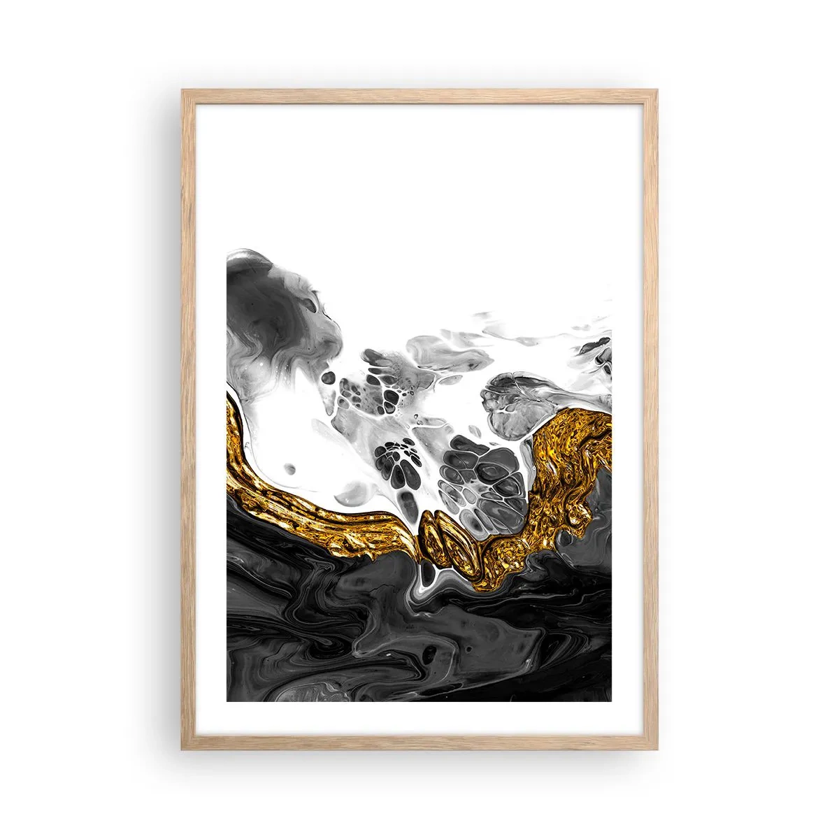 Plagát v ráme zo svetlého duba - Organická kompozícia - 50x70 cm