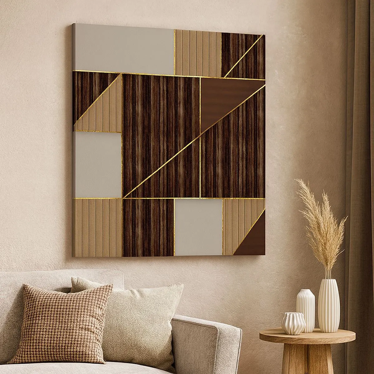 Obraz na plátne - Mozaika hnedej a zlatej - 30x30 cm