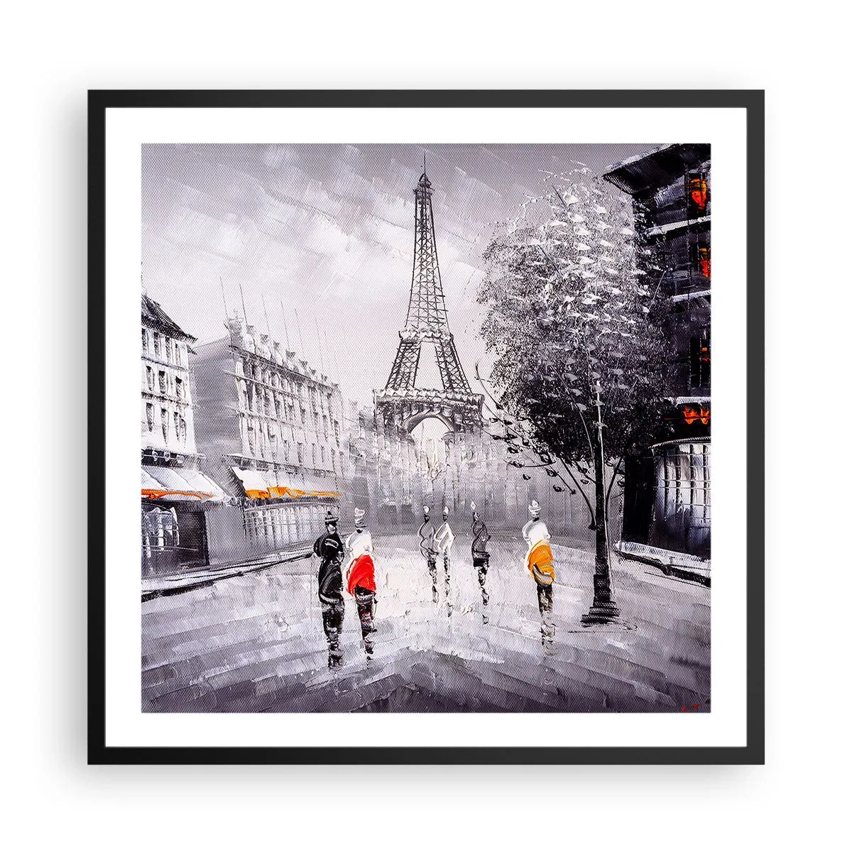 Plagát v čiernom ráme - Parížska prechádzka - 60x60 cm