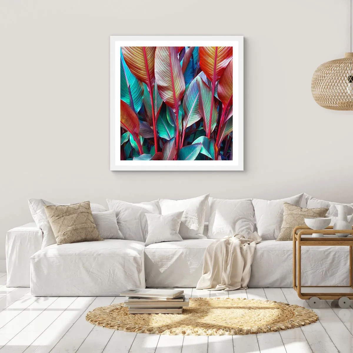 Plagát v bielom ráme - Farebná húština - 60x60 cm