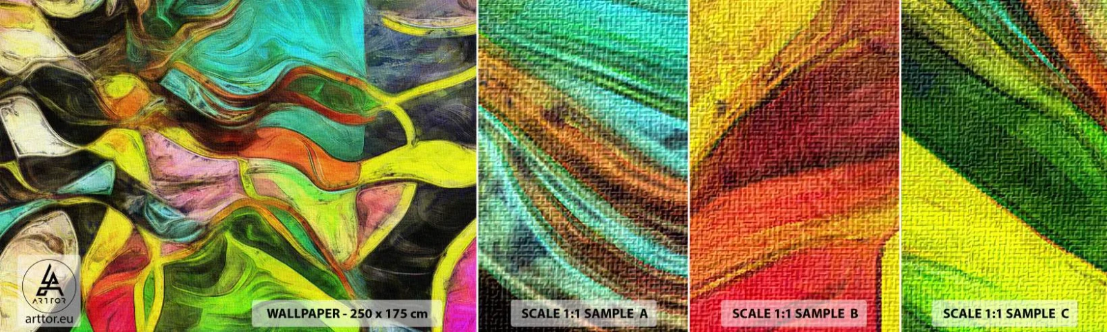 Vzorka samolepiacej fototapety Deluxe Sticker - Pohyb je život - Abstrakcia, Kus, Maľovanie - 100x30 cm