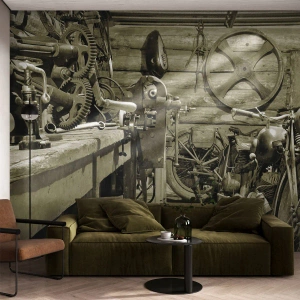 Fototapeta Standard Eco - V kôlni strýka Mariána - Motorka, Autoservis, Vintage - 250x175 cm