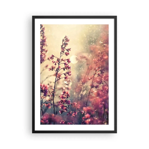 Plagát v čiernom ráme - Kvety vo svetle zapadajúceho slnka - 50x70cm - Tajná záhrada - Moderná nástenná dekorácia do obývacej izby a spálne ARTTOR