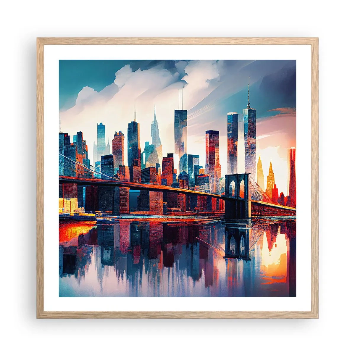 Plagát v ráme zo svetlého duba - Famózny New York - 60x60 cm
