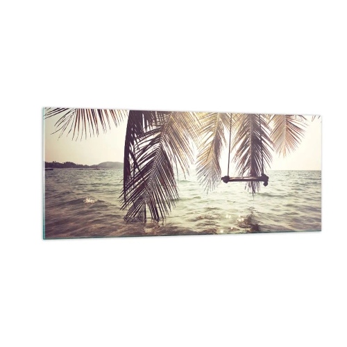 Obraz na skle - Hojdať sa ľubovoľne v oblakoch - 100x40 cm