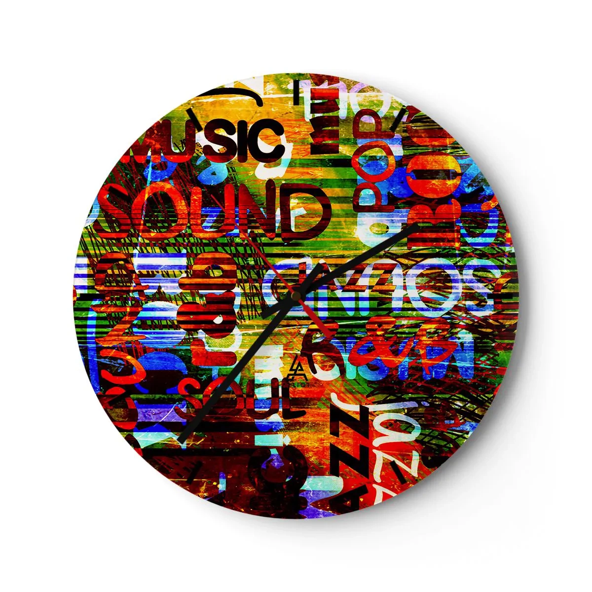 Nástenné hodiny - Farebná hudobná téma s titulkami - 30x30cm - Všetky farby tónu - Moderná nástenná dekorácia do obývacej izby, kuchyne a spálne ARTTOR