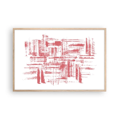 Plagát v ráme zo svetlého duba - Červené mesto - 91x61 cm