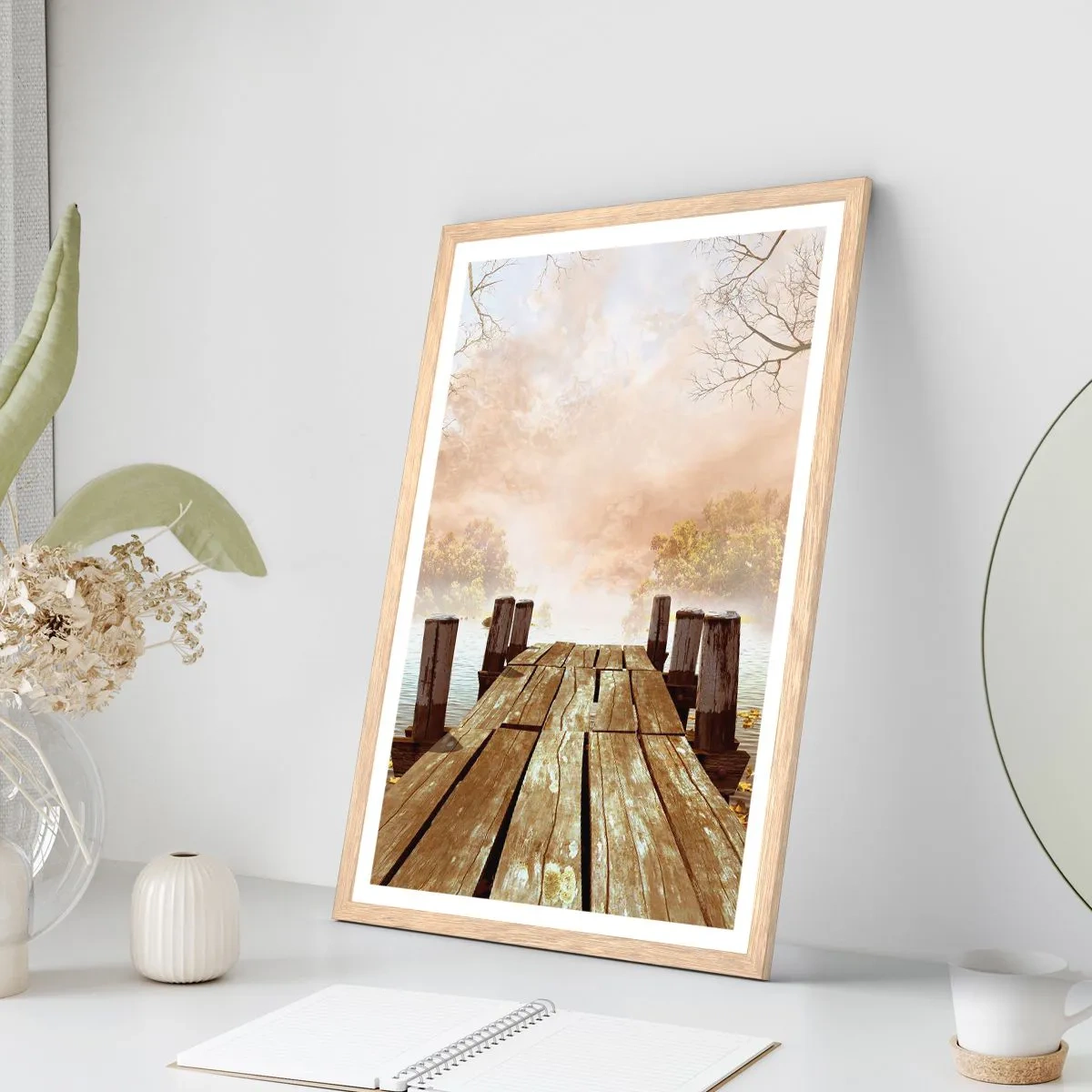 Plagát v ráme zo svetlého duba - Jemný smútok jesene - 70x100 cm