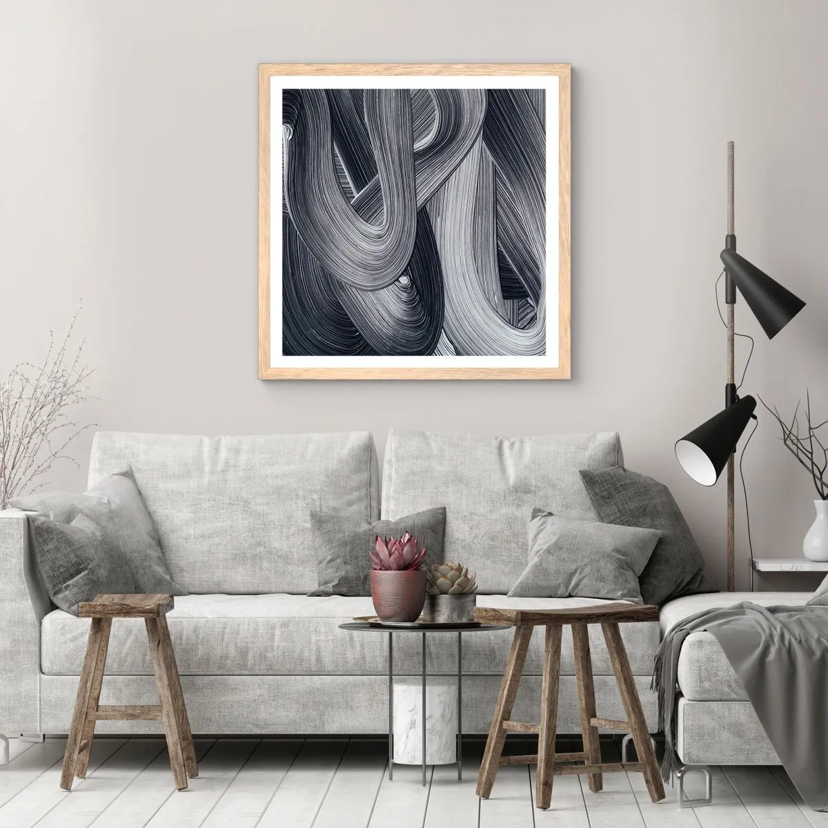 Plagát v ráme zo svetlého duba - Plynulosť reality - 30x30 cm