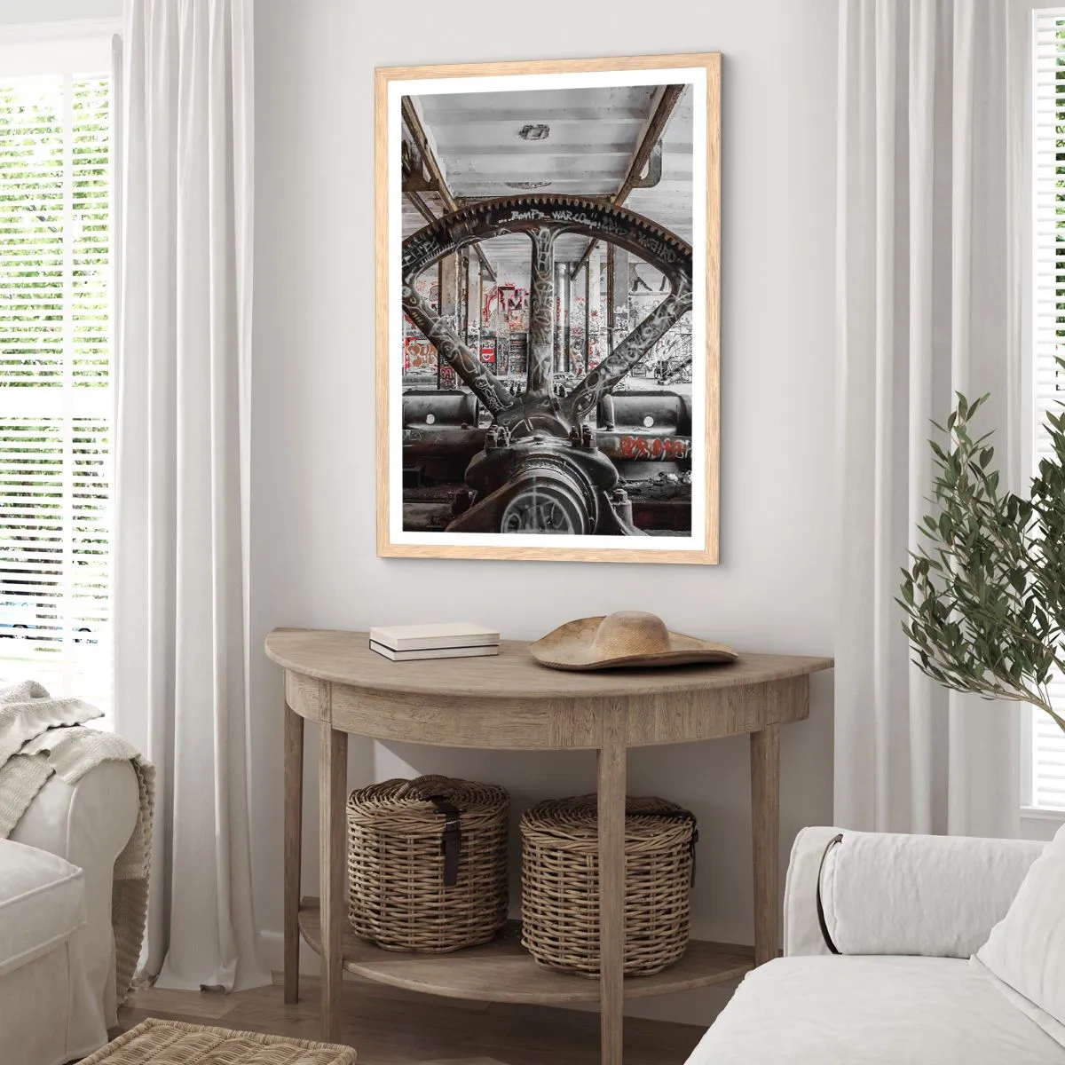 Plagát v ráme zo svetlého duba - Tajný život továrne - 70x100 cm