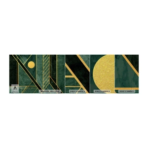 Vzorka fototapety Premium Sand - Dynamika zlata a lazuritu - Abstrakcia, Kus, Geometrický vzor - 100x30 cm