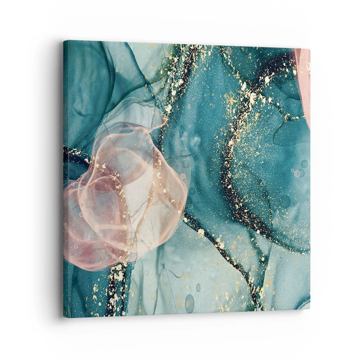 Obraz na plátne - Modré hodváb modré, ružový tyl - 30x30 cm